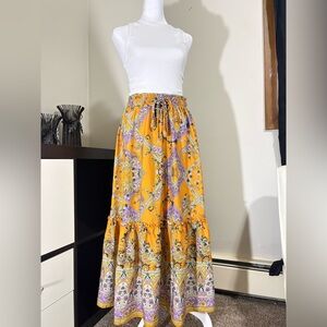 Bohemian Orange and Purple Maxi Skirt
